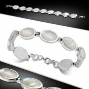 Mother of Pearl Oval links Silver Bracelet (CB287MOP)